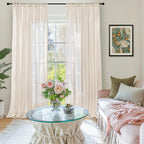 BGment Long Linen Curtains 102 Inch Length for Living Room, Oatmeal Window Drapes for Bedroom Farmhosue Decor with Rod Pocket Leightweight Rustic Country Textured, 2 Panels Set, Each 52 Inch Wide