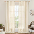 LAMIT Living Room Linen Curtains 95 Inch for Bedroom, Semi Sheer Panels