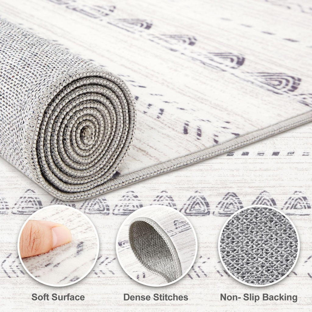 Nakagishi Boho 3x5 Area Rug Living Room Rugs Machine Washable Gray