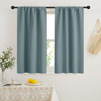 RYB HOME Blackout French Door Window Curtain Covering, Rod Pocket Thermal Insulated Privacy Non See Through Drapes for Bathroom Window, Width 29 by Length 45, Dusty Blue, 2 Panels