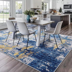 RELEANY Washable 8'x10' Abstract Area Rug for Living Room Blue Gold