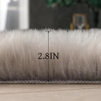 linmopm Faux Fur Sheepskin Rug, Grey, 4x6 ft