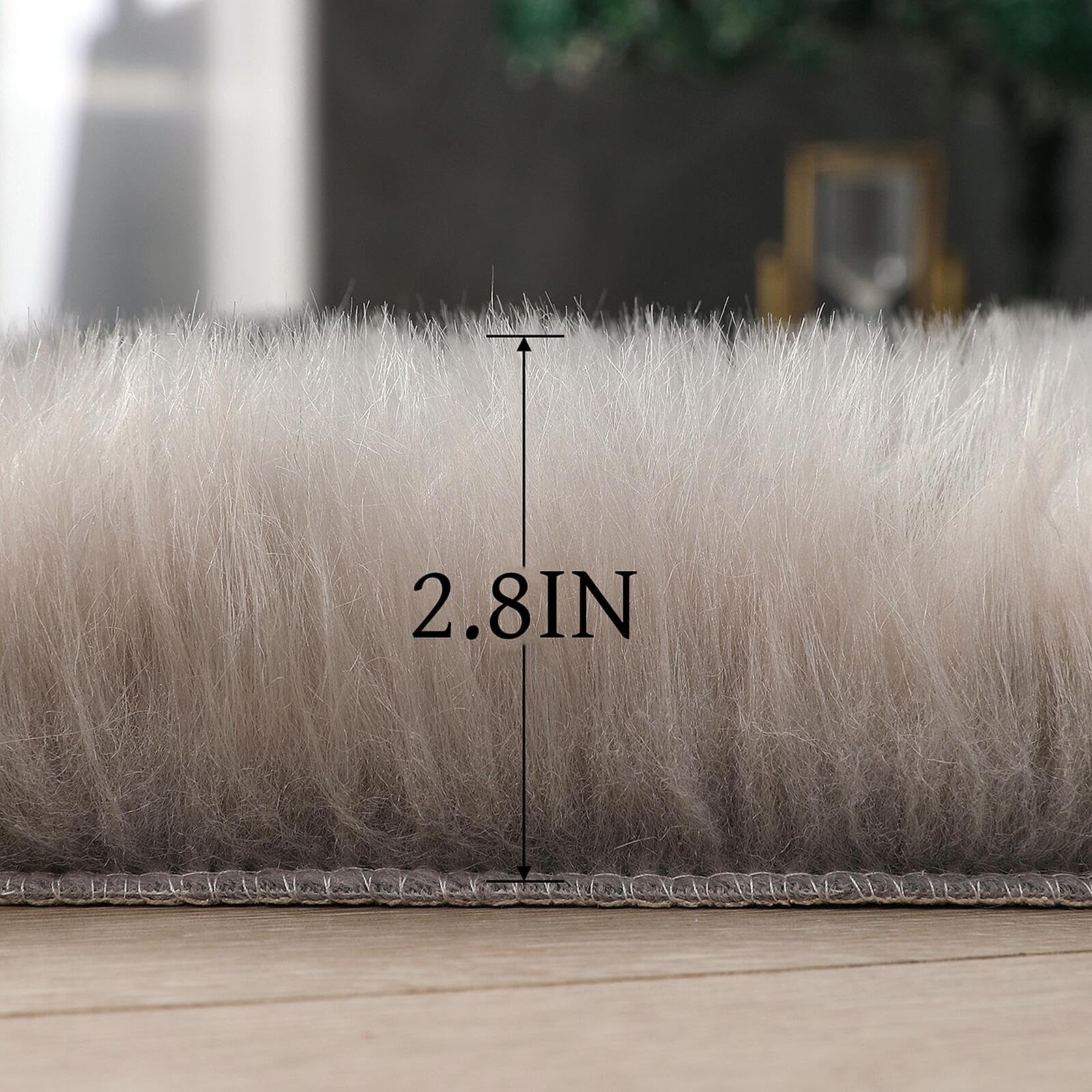 linmopm Faux Fur Sheepskin Rug, Grey, 4x6 ft
