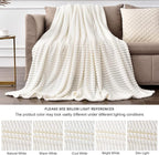 BEDELITE Fleece Blanket Twin Size – 3D Ribbed Jacquard Soft and Warm Decorative Fuzzy Blankets – Cozy, Fluffy, Plush Lightweight Throw Blankets for Couch, Bed, Sofa(Off White, 60x80 inches)