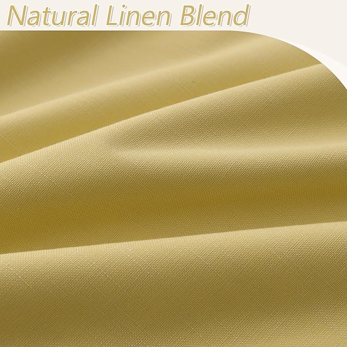 Guken Yellow 100% Blackout Curtains 102 Inch Length 2 Panels Set for Living Room Bedroom Back Tab Thermal Insulated Black Out Linen Drapes Room Darkening Window Curtains, 52x102