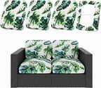 hyha 4Pcs Patio Cushion Covers, Stretch Outdoor Couch Cushion Covers, Washable Outdoor Chair/Sofa Slipcovers for Patio Furniture Cushions Protector with Elastic Bottom(Monstera Deliciosa,Cover Only)