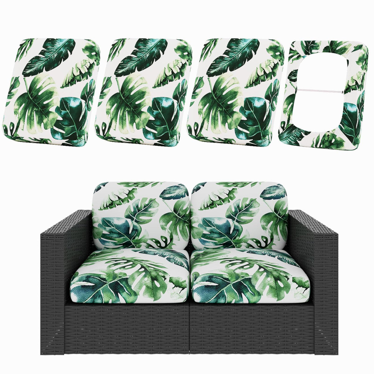 hyha 12Pcs Patio Cushion Covers, Stretch Outdoor Couch Cushion Covers