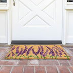 Juvale Lavender Floral Door Mat - 17 x 30 in, Purple Coir - Welcome Mat for Front Door & Entryway - Coir Doormat for Patio & Porch