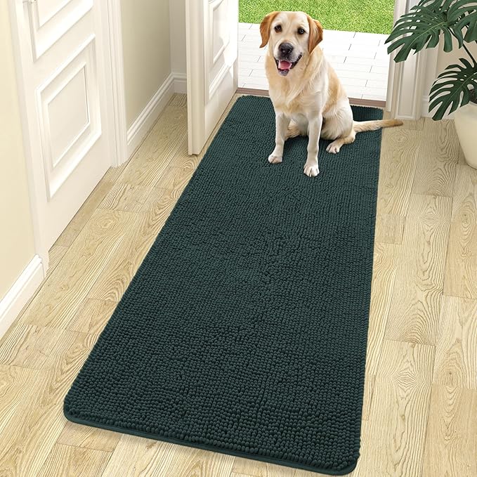 OLANLY Dog Door Mat for Muddy Paws 70x24, Super Absorbent Chenille Mud Mat