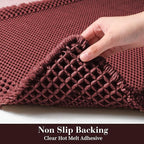RESARE Waffle Bath Mat for Bathroom, Super Absorbent Bathroom Rugs Non Slip Machine Washable, Ultra Soft Quick Dry Boho Bath Rugs with Tassels for Floor, Upgraded Bordered Design, 17"x24" Dark Red