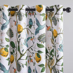 Topfinel White Blackout Window Toppers Curtains 18 Inch Length White Floral Leaf Hummingbird Lemon Printed Grommet Valances for Kitchen Bathroom, Thermal Insulated Grommet Half Window Curtain Set of 2