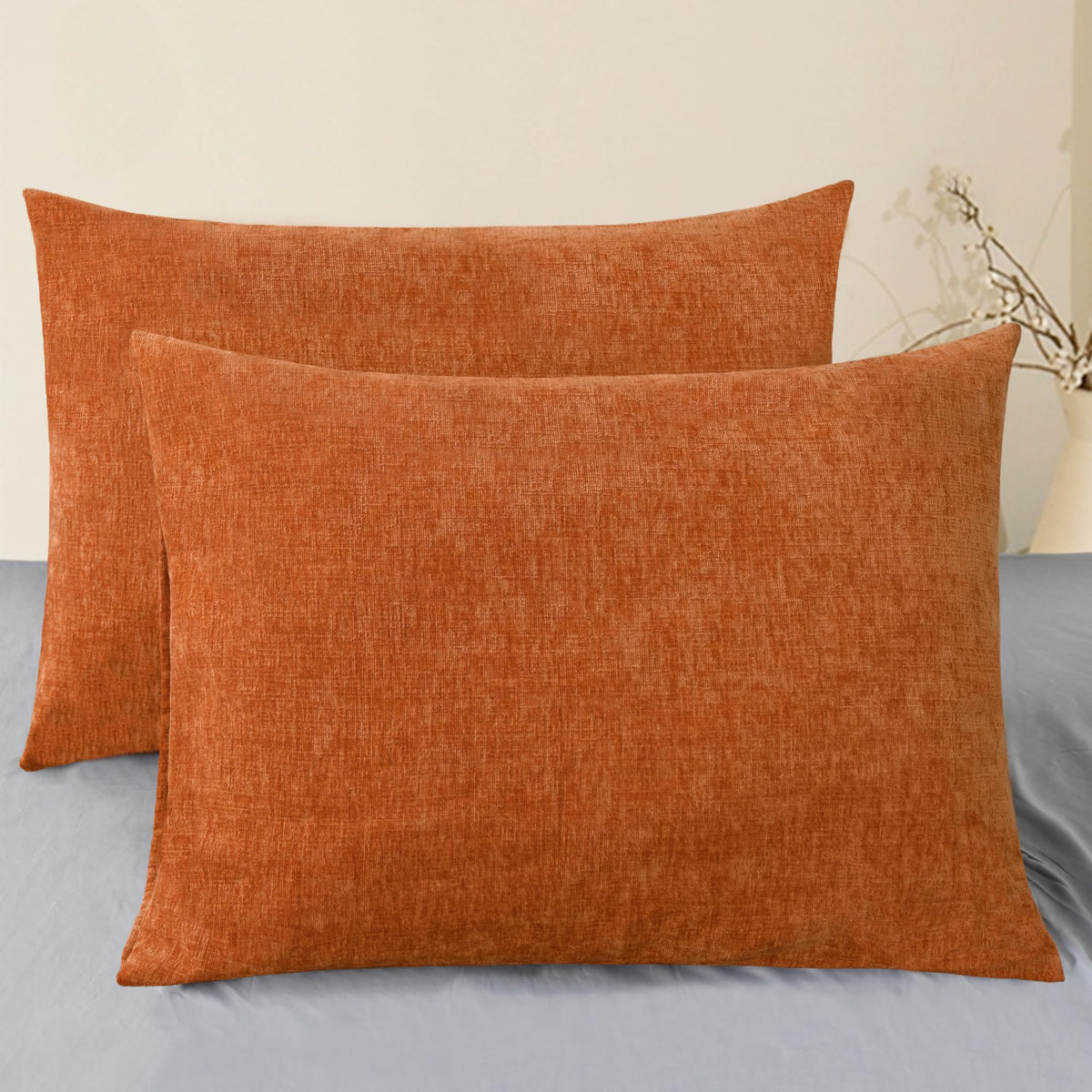 CaliTime Decorative Standard Throw Pillow Covers 26 X 20 Inches True White