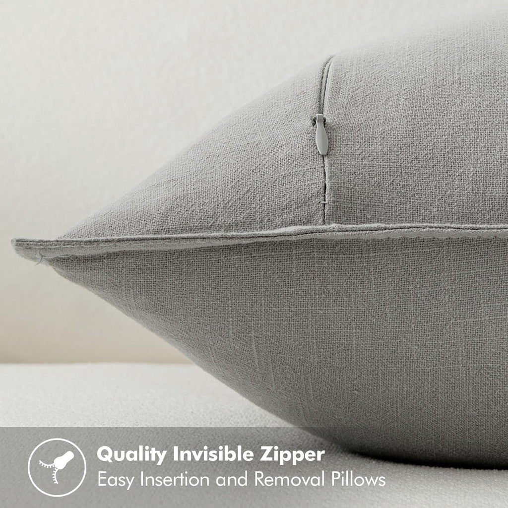MIULEE Decorative Linen Pillow Covers 18x18 Inch Light Gray