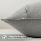 MIULEE Decorative Linen Pillow Covers 18x18 Inch Light Gray