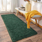 Ailyei Soft Runner Rugs for Bedroom Hallways, 2x6 Green Fluffy Shag Throw Area Rug Non Slip for Bedside Dorm, Long Shaggy Furry Carpet for Nursery Living Room