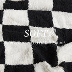 EXQ Home Checkered Throw Blanket, Knitted Blankets with Checkerboard Grid Pattern, Soft Cozy Fluffy Throw for Couch Bed Sofa, Warm Fuzzy Plaid Blanket for All Seasons,Black, 50"×60"