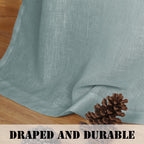 H.VERSAILTEX Living Room Linen Curtains - Semi Sheer, Nickel Grommet, Energy Saving, Light Filtering Window Treatments - Cloud Blue, 2 Panels, 52 x 96 Inch