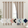 NICETOWN Cream 100% Blackout Short Curtains 63 inches Lenghth Burg for Kitchen, 2 Panels, Burlap Linen Drapes with Thermal Insulated Grey Liner, Keeping Out Cold Air and Heat Panels