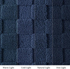 Exclusivo Mezcla Fleece Throw Blanket for Couch,Super Soft and Warm Lightweight Checkered Pattern Blankets for All Seasons, 50x60 Inches, Navy Blue