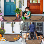 Smiry Half Circle Front Door Mat Outside Entrance, Heavy Duty Sturdy Natural Rubber Doormat, Trap Dirt and Moisture, Low Profile Mats for Indoor Outdoor Entry, Irregular Triangle (29.5x17, Coffee)
