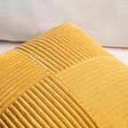 Fancy Homi 2 Packs Gold Yellow Big Decorative Throw Pillow Covers 24x24 Inch for Couch Bed Sofa, Rustic Farmhouse Boho Home Decor, Soft Corss Corduroy Patchwork Accent Square Cushion Case 60x60 cm