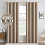 MIULEE 100% Blackout Linen Curtains for Bedroom 52x96 Inches Copper Brown
