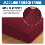 H.VERSAILTEX Super Stretch Individual Seat Cushion Covers Sofa Covers Couch Cushion Covers Slipcover Sets Thick Jacquard Textured Twill Fabric (2 Piece Large Sofa Cushion Covers, Burgundy Red)