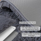 Ultra Soft Runner Rugs for Bedroom Hallways with Upgraded Non-Slip Rubber Backing & Thick Memory Sponge, 2x3 Feet Fluffy Shag Throw Area Rug for Bedside Dorm Dark Grey