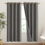 NICETOWN Grizzle Gray Vintage Linen 100% Blackout Curtains for Living Room, Thermal Insulated Curtains 72" Long, Noise Reducing Window Treatment Drapes for Hall Room, 52" Wide Per Panel, Set of 2