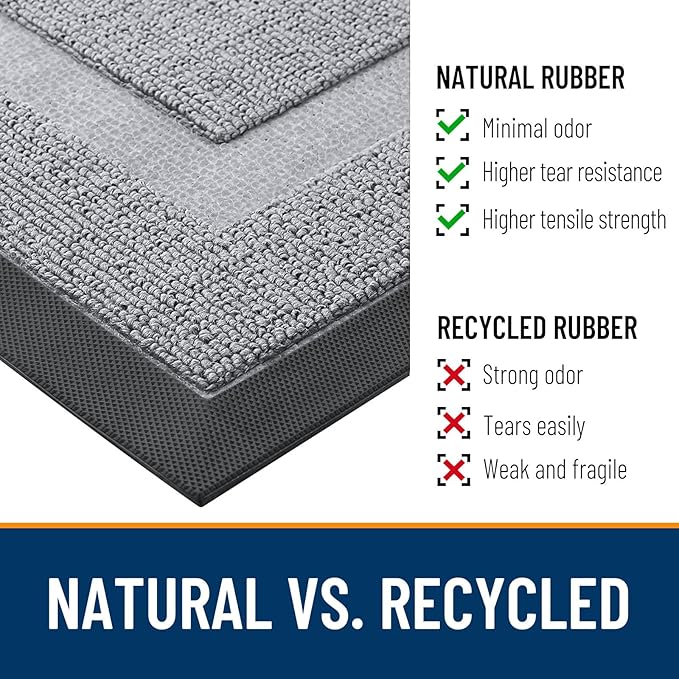 OLANLY Front Door Mat Outside 47x23, All-Season Heavy-Duty Rubber Doormat