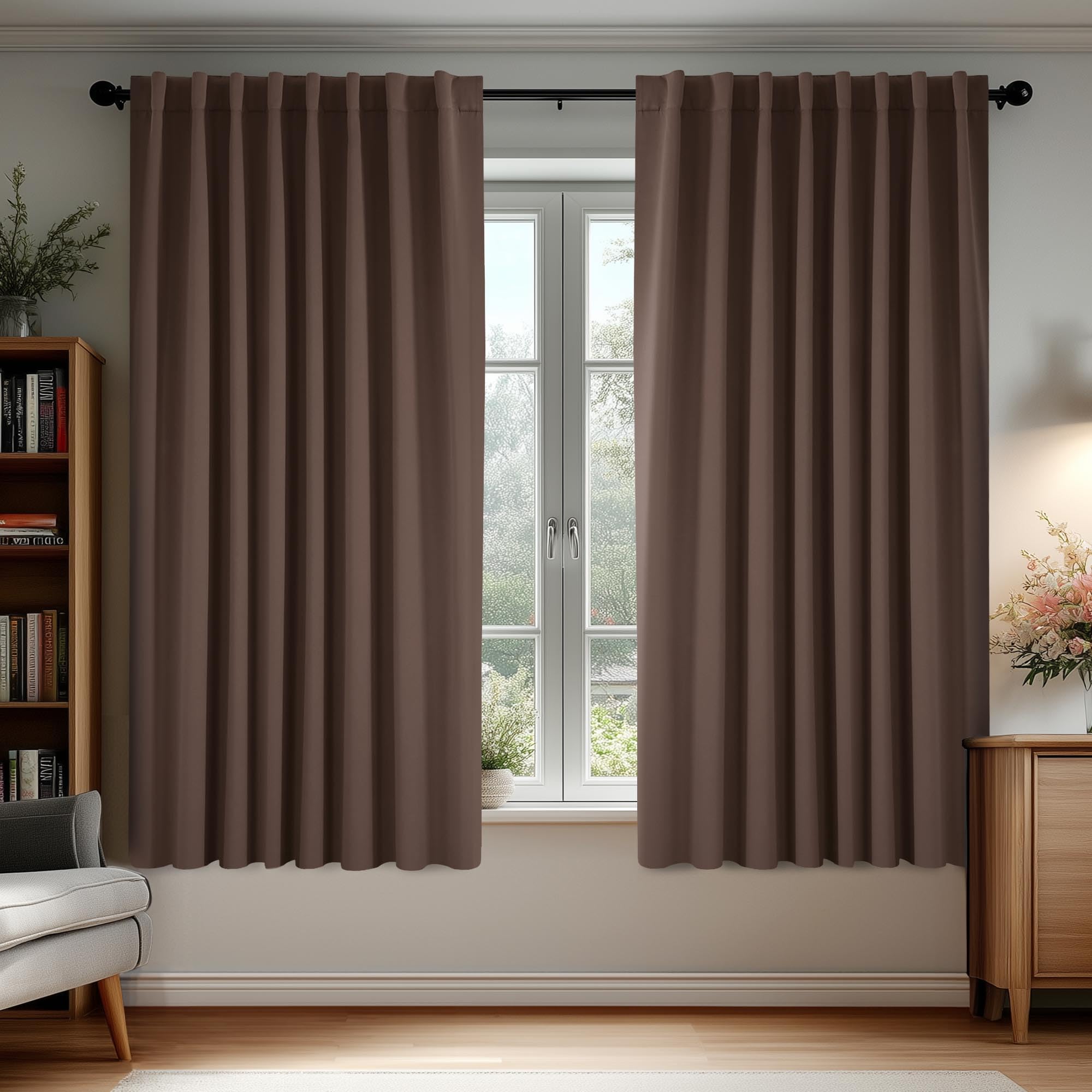 Deconovo Blackout Curtains for Bedroom, Living Room Curtains 63 Inches Long