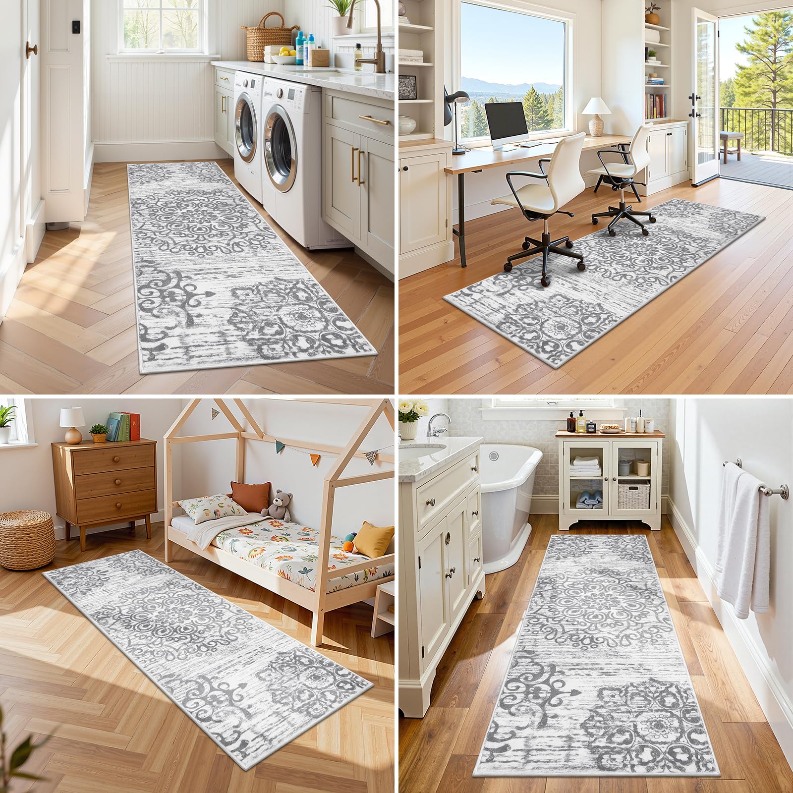 HEBE Hallway Runner Rug 2'x6', Washable Non Slip Kitchen Rug Runner