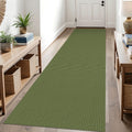 KOZYFLY Runners for Hallways 3x10 ft Washable Kitchen Runner Non Slip Rubber Backed Hallway Rugs Cotton Entryway Runner Rug Floor Carpet for Indoor Hall, Backdoor, Kitchen, Olive Green/Earthy Green