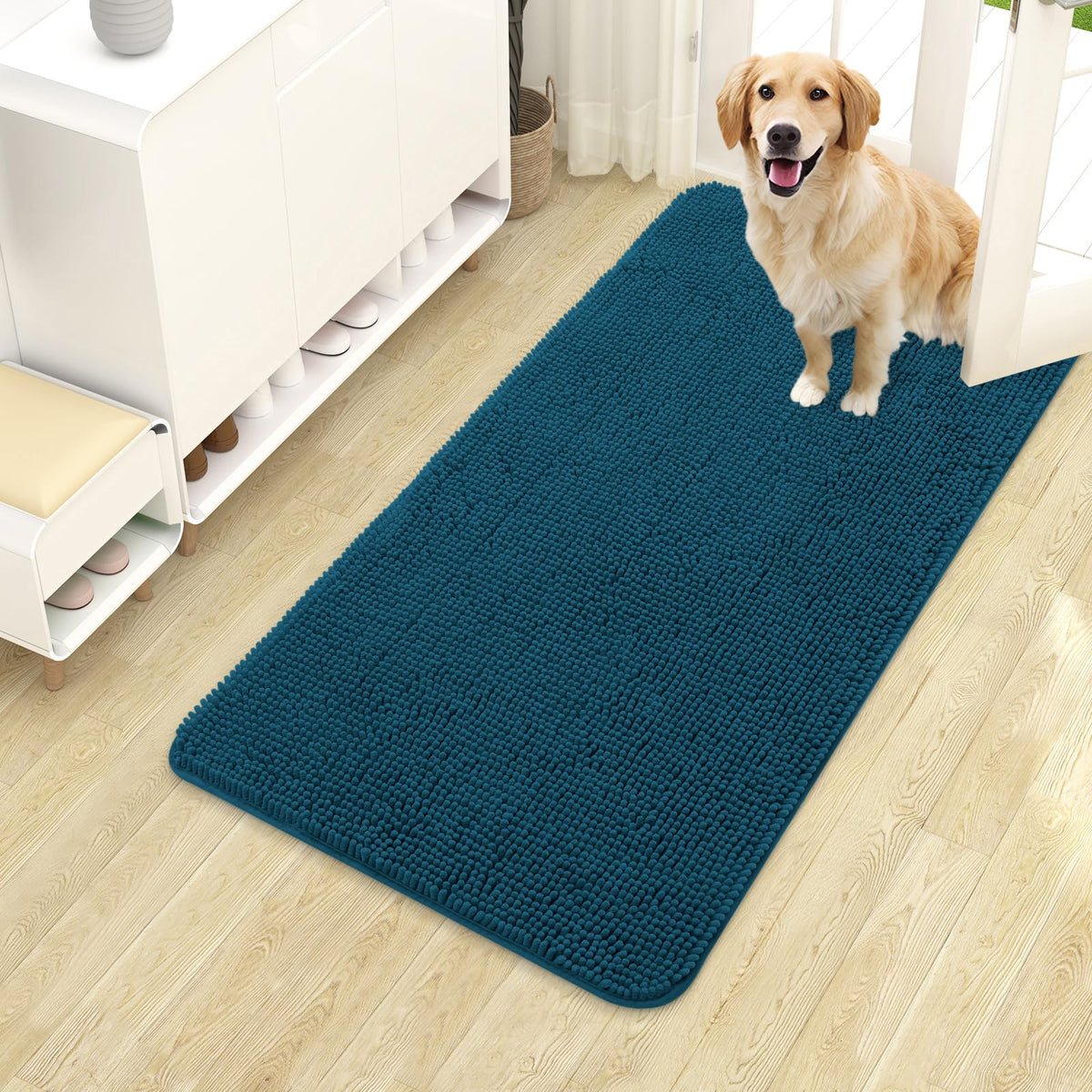 OLANLY Dog Door Mat for Muddy Paws 40x24, Super Absorbent Chenille Mud Mat