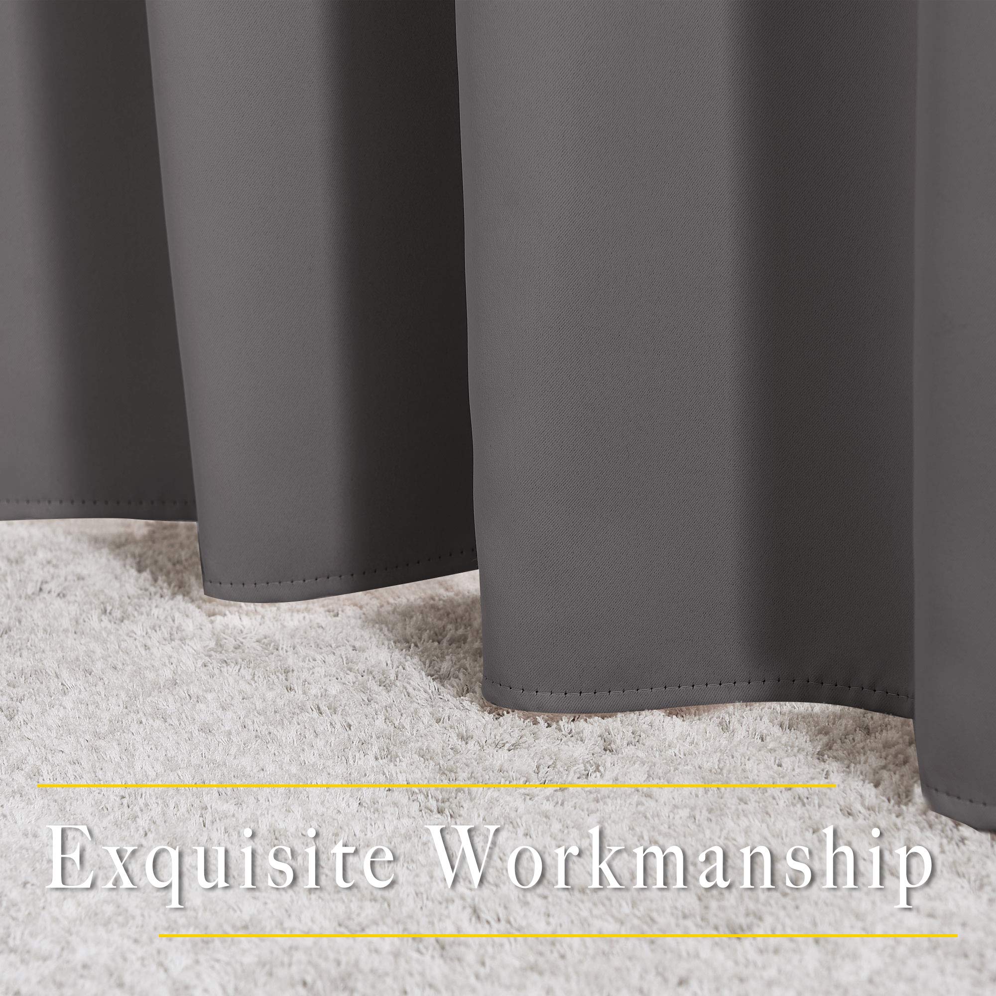 NICETOWN Grey Room Darkening Curtains Blackout 30 inch Curtains for Kitchen, Grommet Solid Window Treatments Sound Reducing for Bedroom, 2 Panels, W37 x L30, 2 Panels