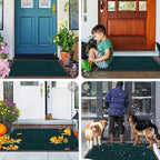 Smiry Front Door Mat Outside Entrance, Heavy Duty Sturdy Natural Rubber Doormat, Trap Dirt and Moisture, Easy Clean Low Profile Mats for Indoor Outdoor Entry, Irregular Triangle (47x32, Atlantic Blue)