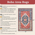SERISSA 8x12 Area Rugs for Living Room, Large Washable Non-Slip Boho Rug, Ultra Soft Vintage Rust Oriental Tribal Print Distressed Carpet for Dining Room Bedroom Office Home Decor