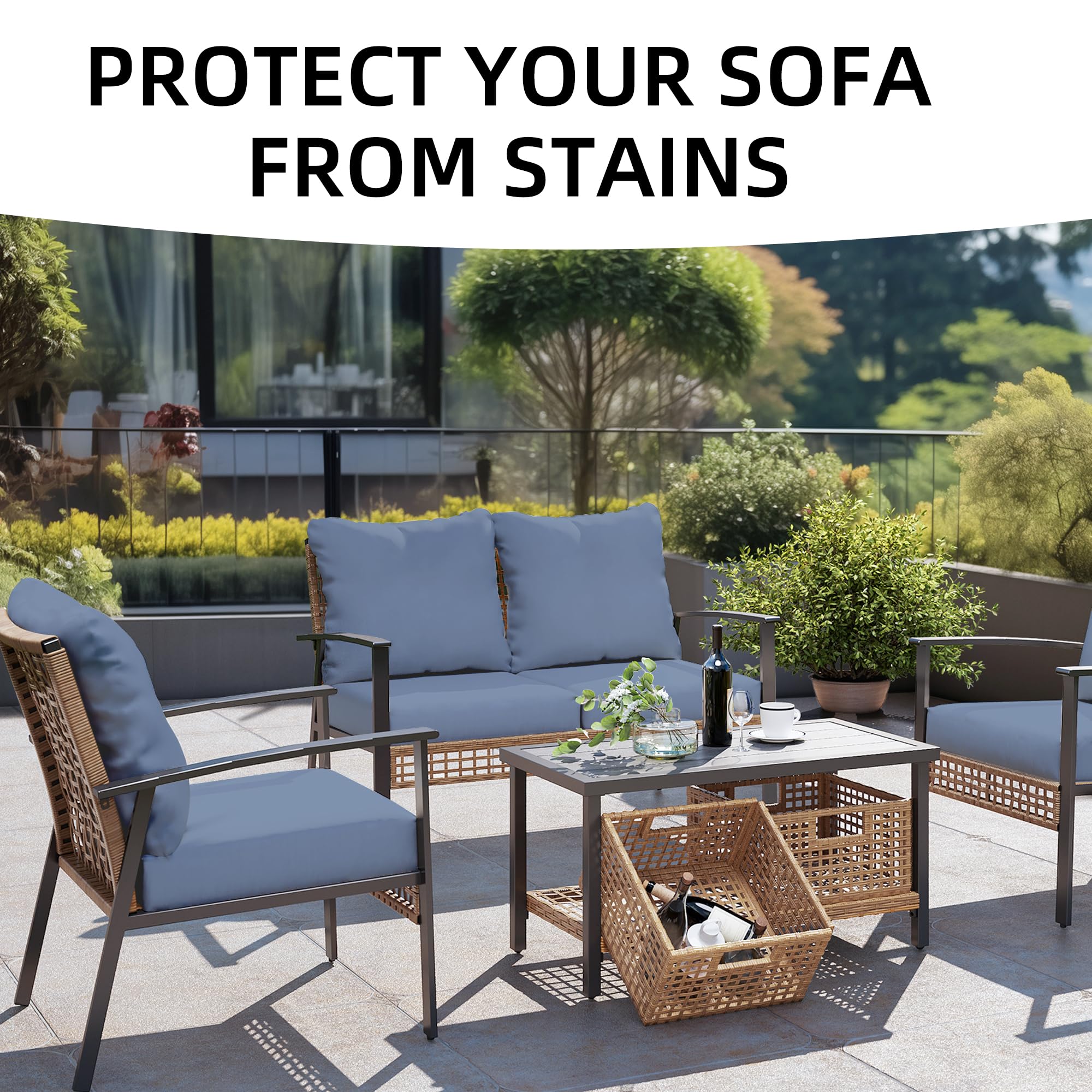 SUKAIKEQA 12PCS Patio Cushion Covers,Patio Furniture Couch Seat Slipcovers