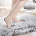 Ashler faux fur rug, Fluffy Shaggy Area Rug Ultra Soft 2 x 2.9 Feet Rectangle Fur Rug Frosted Bottom Gray Fuzzy Rug Machine Washable Shag Rug, Nursery Decor Throw Rugs for Bedroom, Living Room