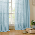 LAMIT Semi Sheer Linen Curtains 63 Inch for Living Room 52 x 63 Inch