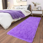 Ultra Soft Runner Rugs for Bedroom Hallways with Upgraded Non-Slip Rubber Backing & Thick Memory Sponge, 2 Packs 2x6 Feet Fluffy Shag Throw Area Rug for Bedside Dorm Light Purple