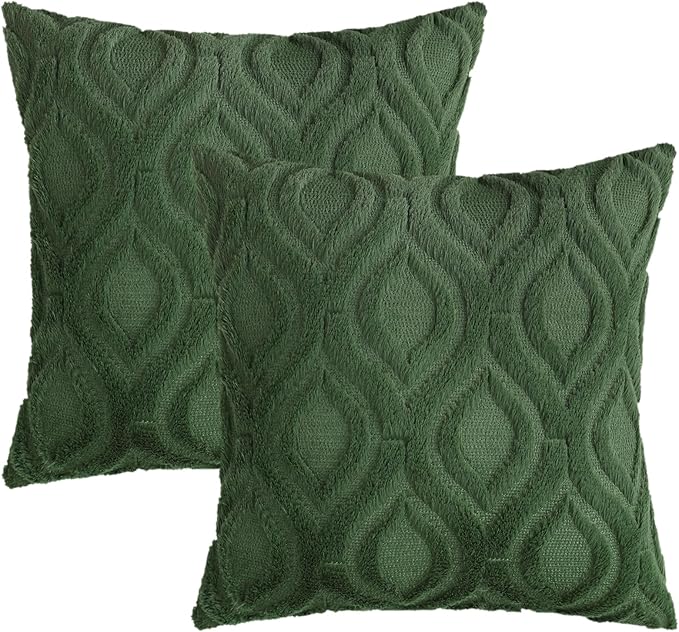 decorUhome Throw Pillow Covers 22x22 Inch Set of 2, Soft Plush Faux Wool Forest Elf Solid Couch Pillow Covers, Accent Euro Sham Farmhouse Neutral Square Pillow Cases for Sofa Bed Living Room