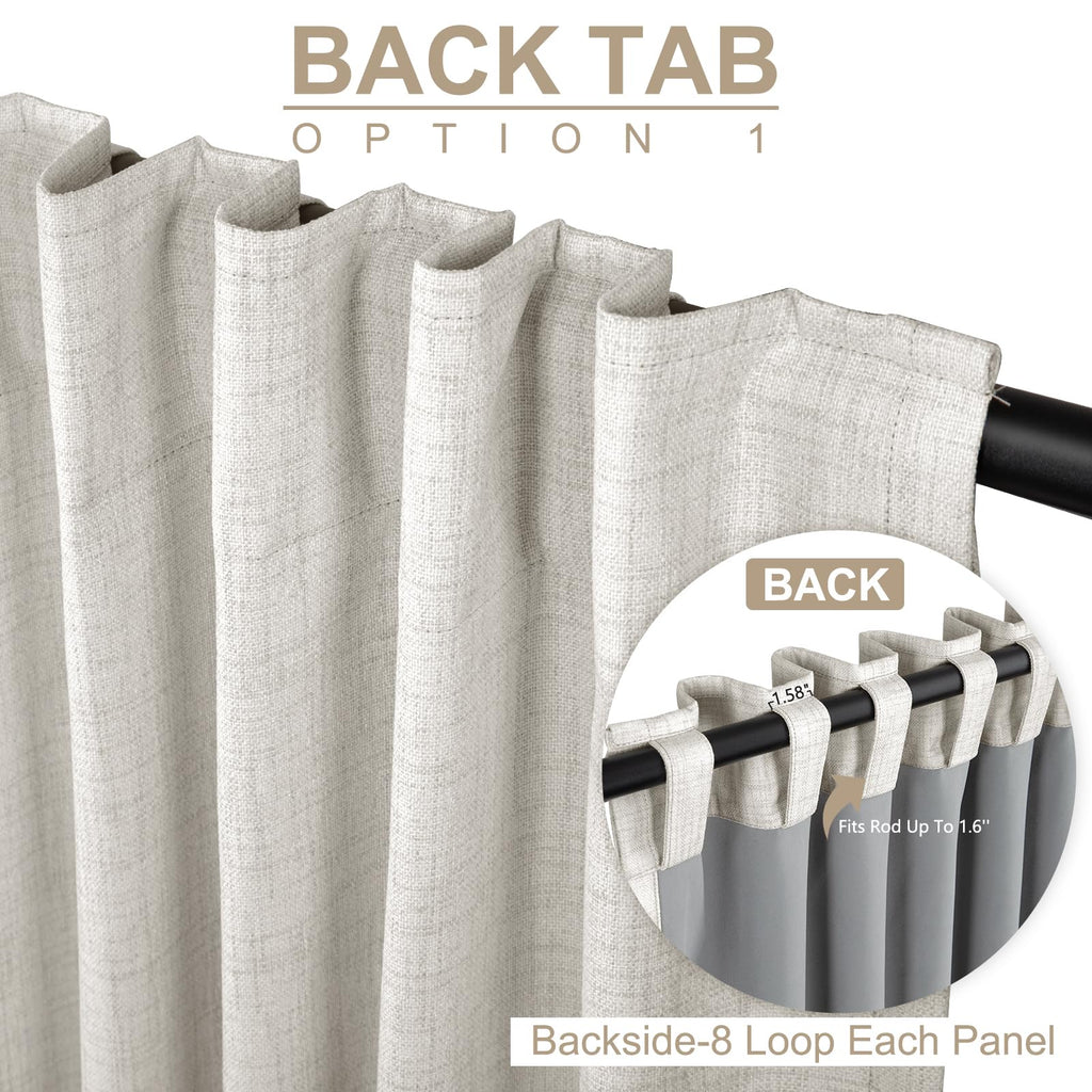 Linen Textured Total Blackout Curtains for Bedroom 108 Inches Long, Beige