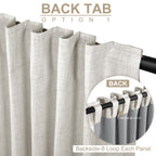 Linen Textured Total Blackout Curtains for Bedroom 108 Inches Long, Beige
