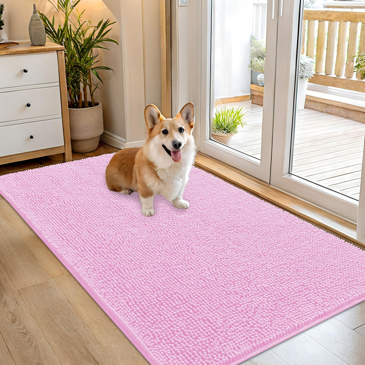 OLANLY Dog Door Mat for Muddy Paws 54x32, Super Absorbent Chenille Mud Mat