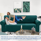 ZNSAYOTX 1 Piece Jacquard Couch Covers for 3 Cushion Couch Living Room High Stretch Sofa Cover Pet Dog Friendly Anti Slip Thickened Slipcovers Furniture Protector (Large, New Pattern Blackish Green)