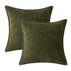 MIULEE Decorative Couch Throw Pillow Covers 20x20 Inch Olive Green 2 Pack