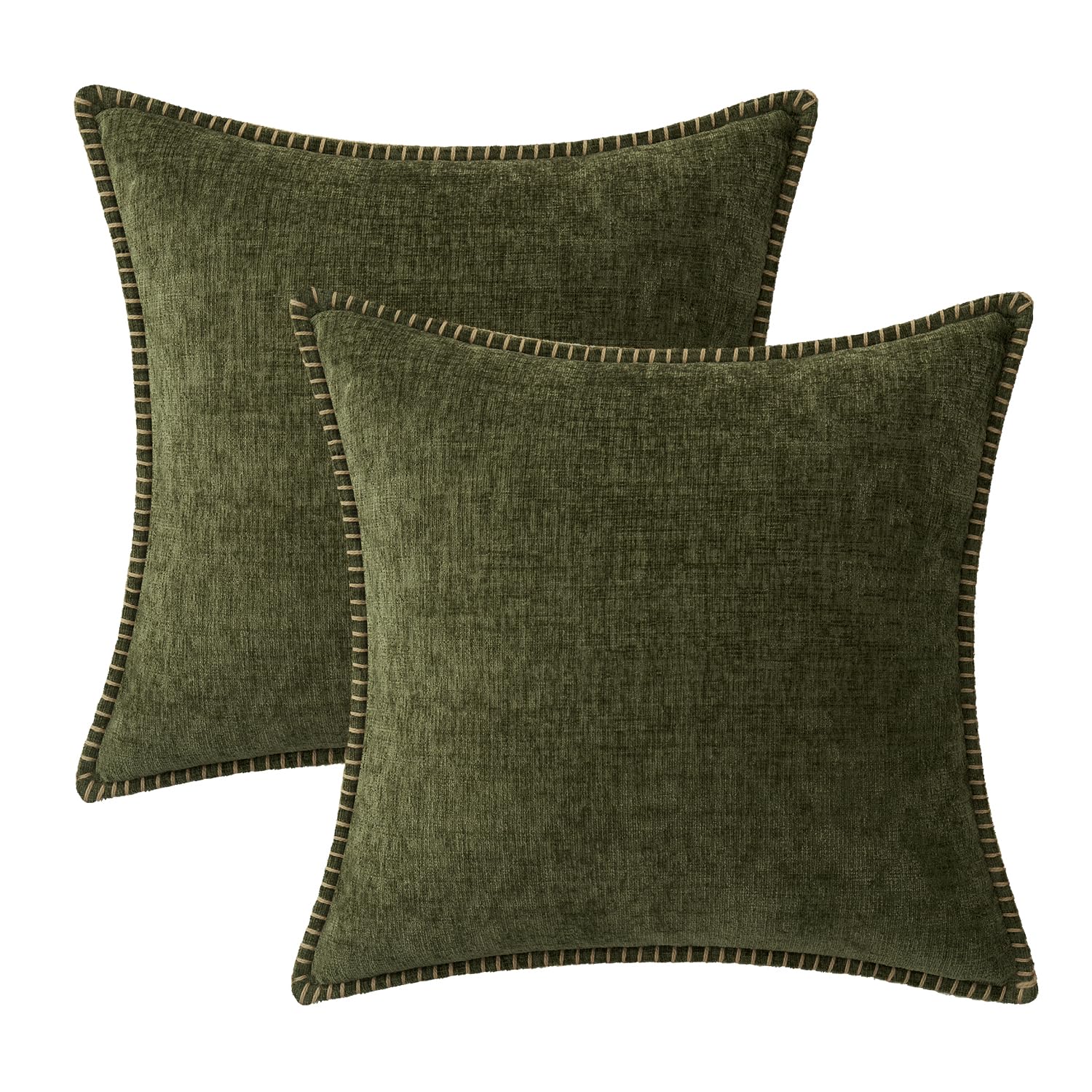 MIULEE Decorative Couch Throw Pillow Covers 20x20 Inch Olive Green 2 Pack