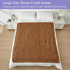Bigacogo Chunky Knit Throw Blanket for Couch, 51x63 inches, Caramel