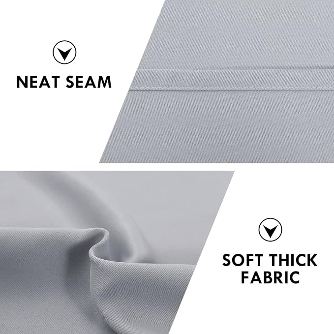 DWCN Silver Grey Short Blackout Curtains for Bedroom, Thermal Insulated Energy Saving Room Darkening Curtains for Living Room (W42 x L36 inch, Set of 2 Panels, Top of Rod Pocket)
